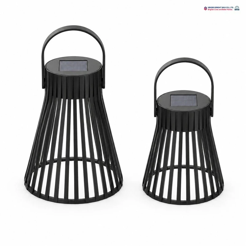 Black Solar Table Lantern Set